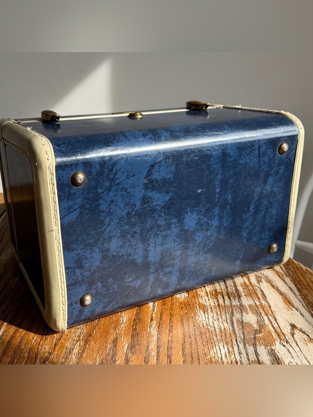 Vtg Samsonite Schwayder Train Luggage 4712 Makeup Travel Case Blue Marble 13x9x8 - Picture 7 of 14